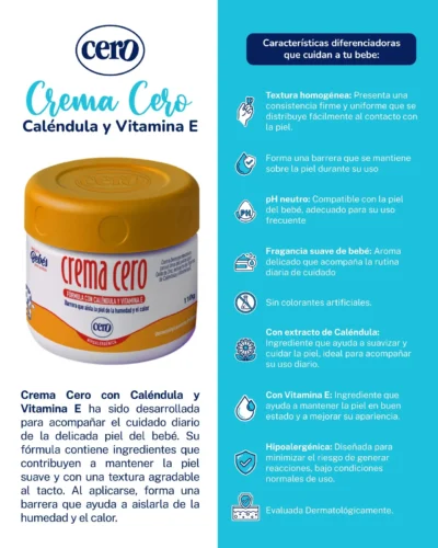 Crema Cero con Caléndula y Vitamina E Dermoprotectora del Área del Pañal - Imagen 3