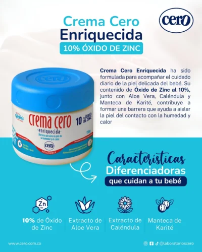 Crema Cero Enriquecida 10% Óxido de Zinc Dermoprotectora del Área del Pañal - Imagen 5